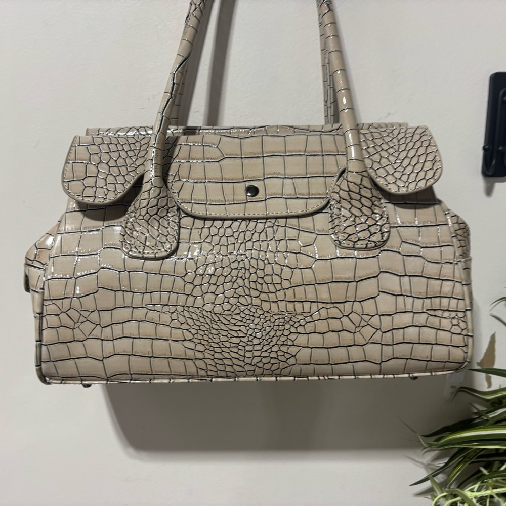 Y2K❤️Govali Crocodile-Embossed Cream Handbag - Picture 4 of 11